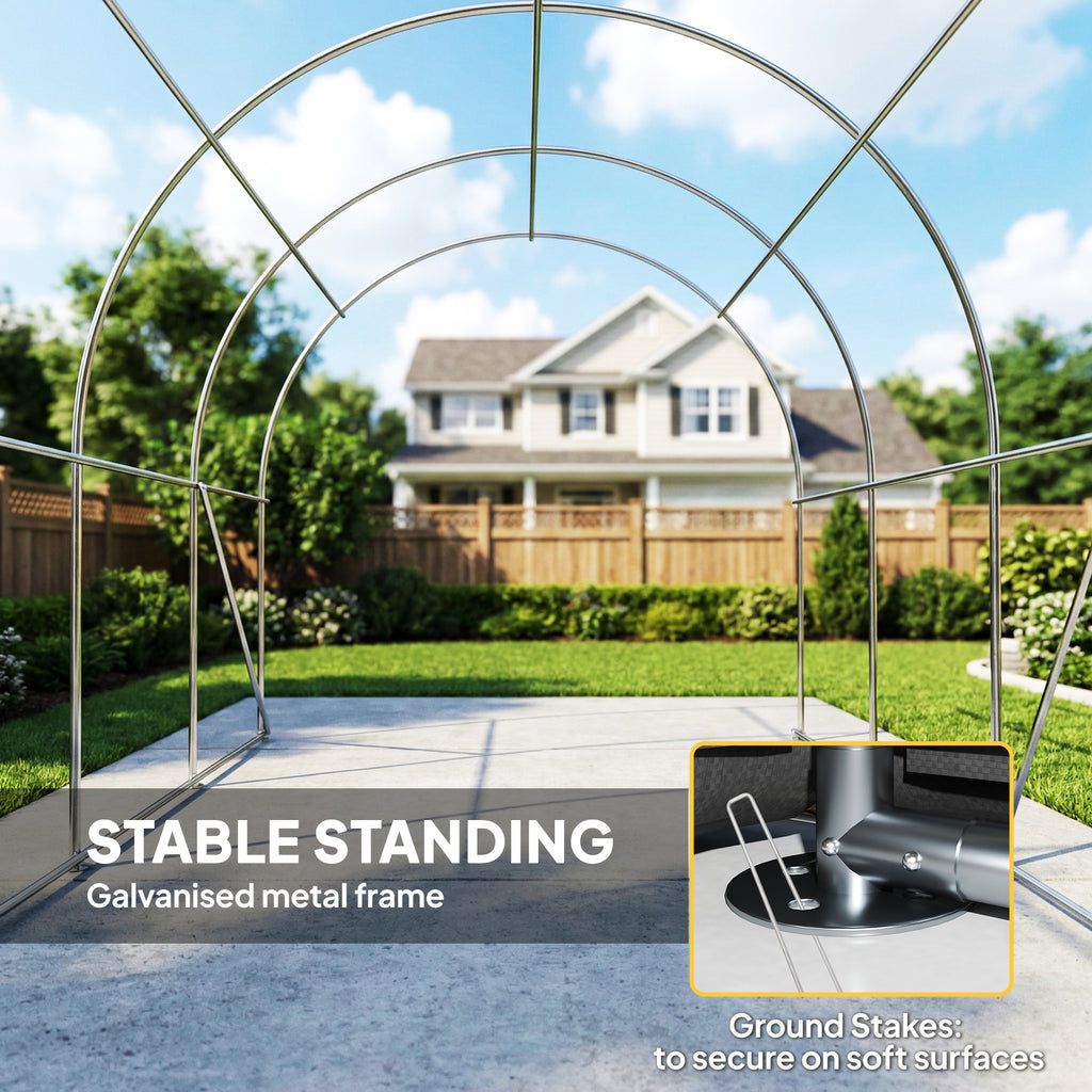 10' x 19' Heavy Duty Carport, Portable Garage Car Canopy Tent Shelter with Reinforced Galvanized Frame, Dark Grey
