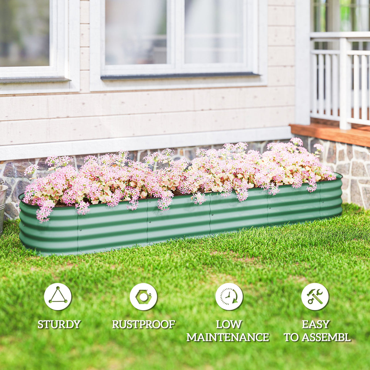 4.9 x 2 x 1ft Galvanized Raised Garden Bed Kit, Metal Planter Box with Safety Edging, Black