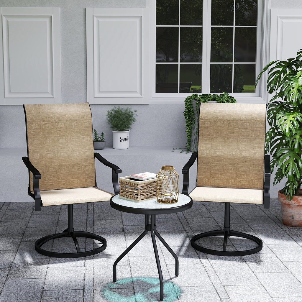 Outdoor Swivel Dining Chairs Set of 2, High Back Swivel Chairs with All Weather Mesh for Deck, Backyard, Poolside, Grey