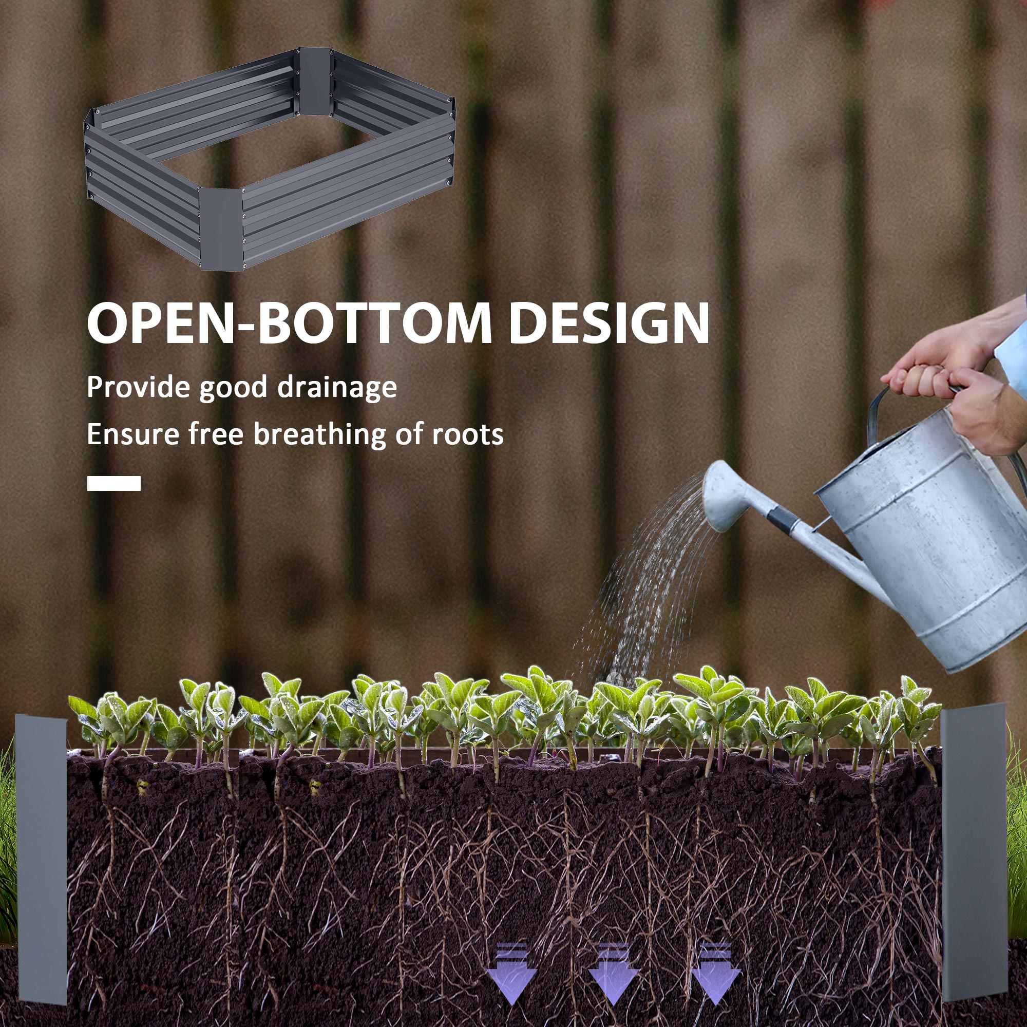 Galvanized Raised Garden Bed, 4' x 3' x 1' Outdoor Metal Planter Box, Raised Bed for Growing Flowers Herbs, Dark Green