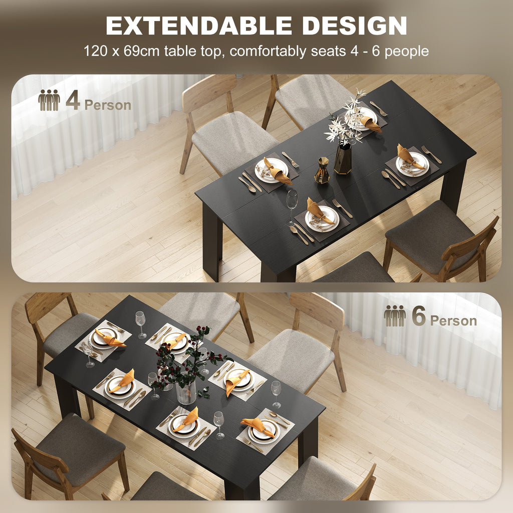 47" Kitchen Table for 4-6 People, Dining Table with Wood Effect for Dining Room, Oak