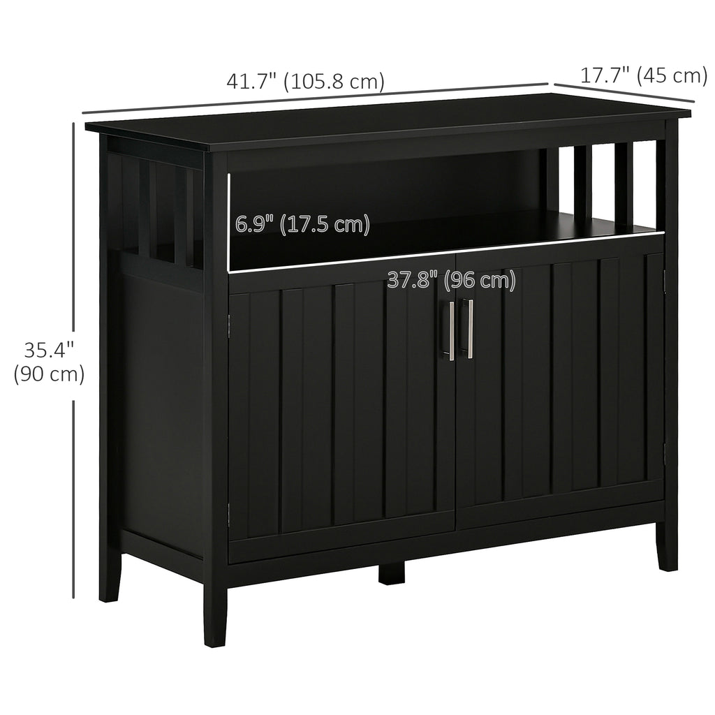 Sideboard Buffet Server Storage Cabinet Console Table with 2 Doors and Adjustable Shelves for Kitchen & Dining Room, Black