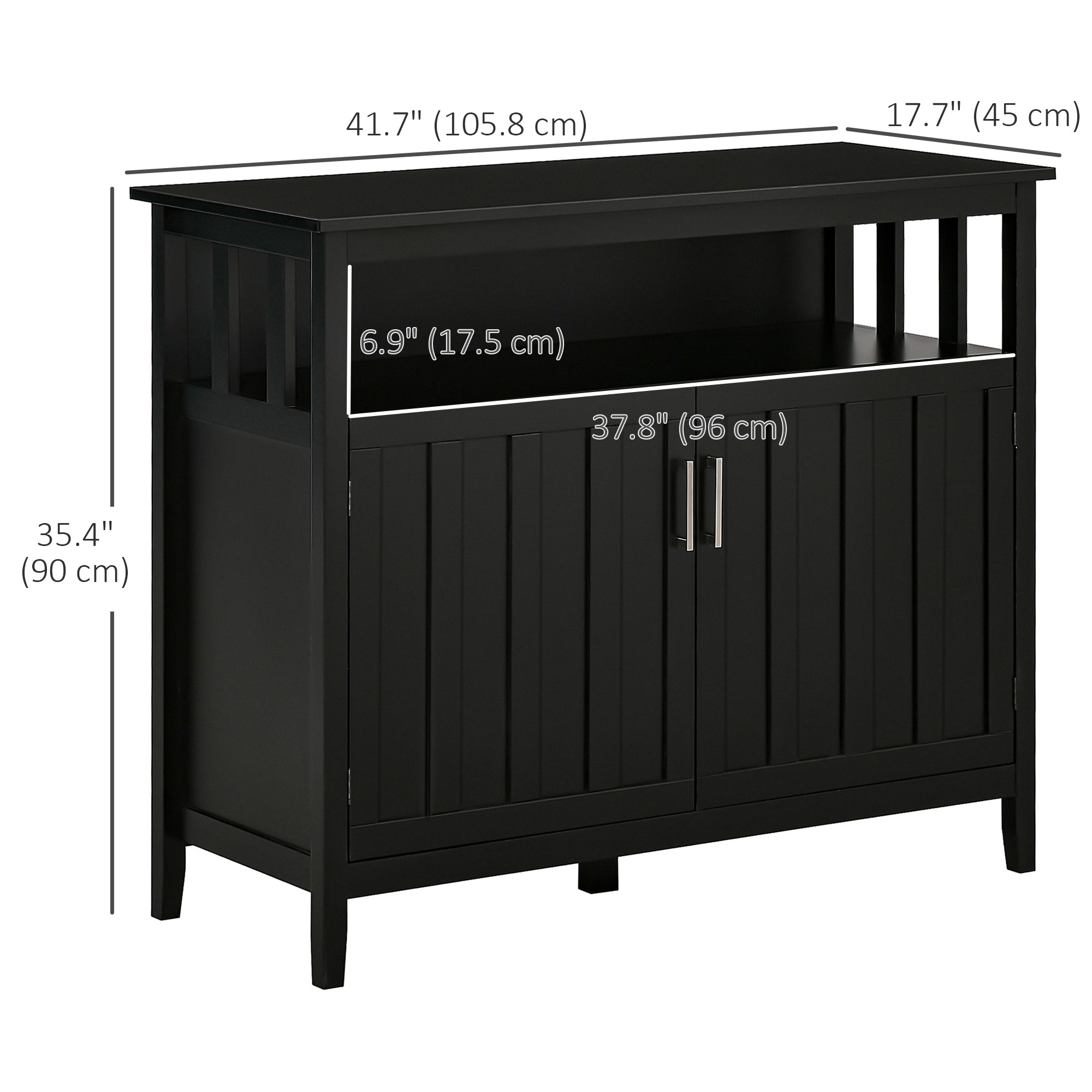 Sideboard Buffet Server Storage Cabinet Console Table with 2 Doors and Adjustable Shelves for Kitchen & Dining Room, Black