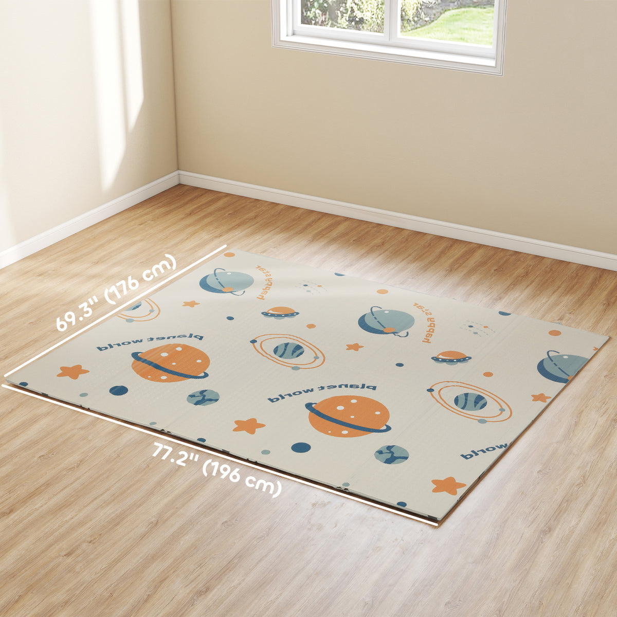 Qaba Double Sided Baby Play Mat, Reversible & Waterproof Foldable Crawling Mat, Astronaut & Planet Theme