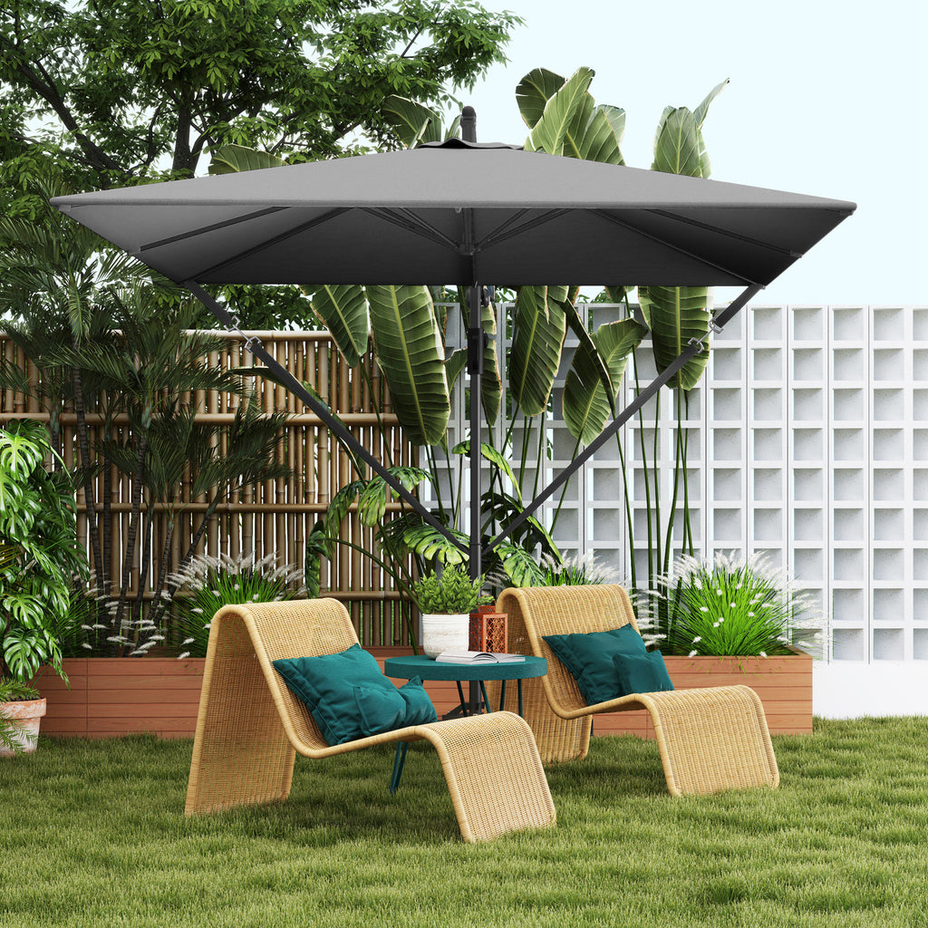 Patio Offset Umbrella UPF 50+ UV Protection, Crank Parasol with Base, Cover & Wind Securing, Khaki
