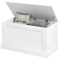 31.5 Inches Storage Chest, Storage Trunk with Safety Hinge, Wooden Box for Living Room, White Wood Grain