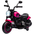Aosom 6V Kids Motorcycle with Training Wheels, Foot Pedal, Headlight, Music, Forward/Reverse, Single-Button Start, Pink