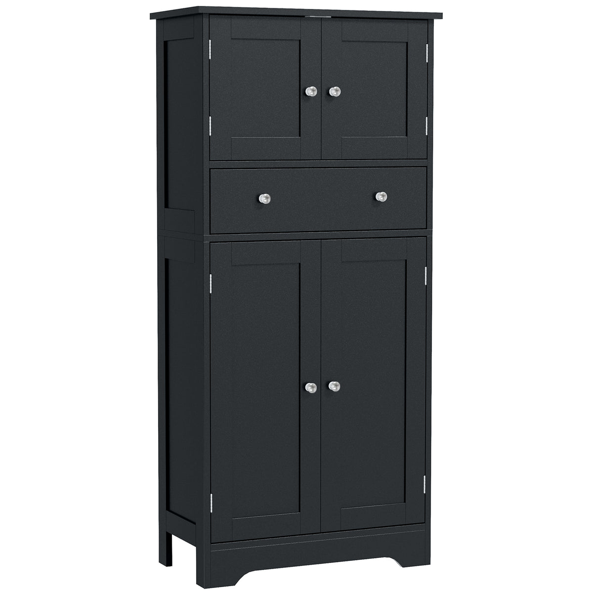 50.5" Kitchen Storage Cabinet, Modern Kitchen Pantry Cabinet with 4 Doors, Drawer, Adjustable Shelf, Black