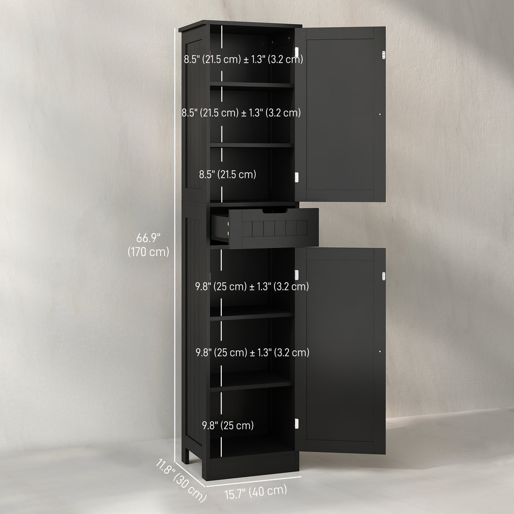Freestanding Bathroom Cabinet with Drawer and 2 Doors, Tall Bathroom Cupboard for Kitchen, Study, Living Room