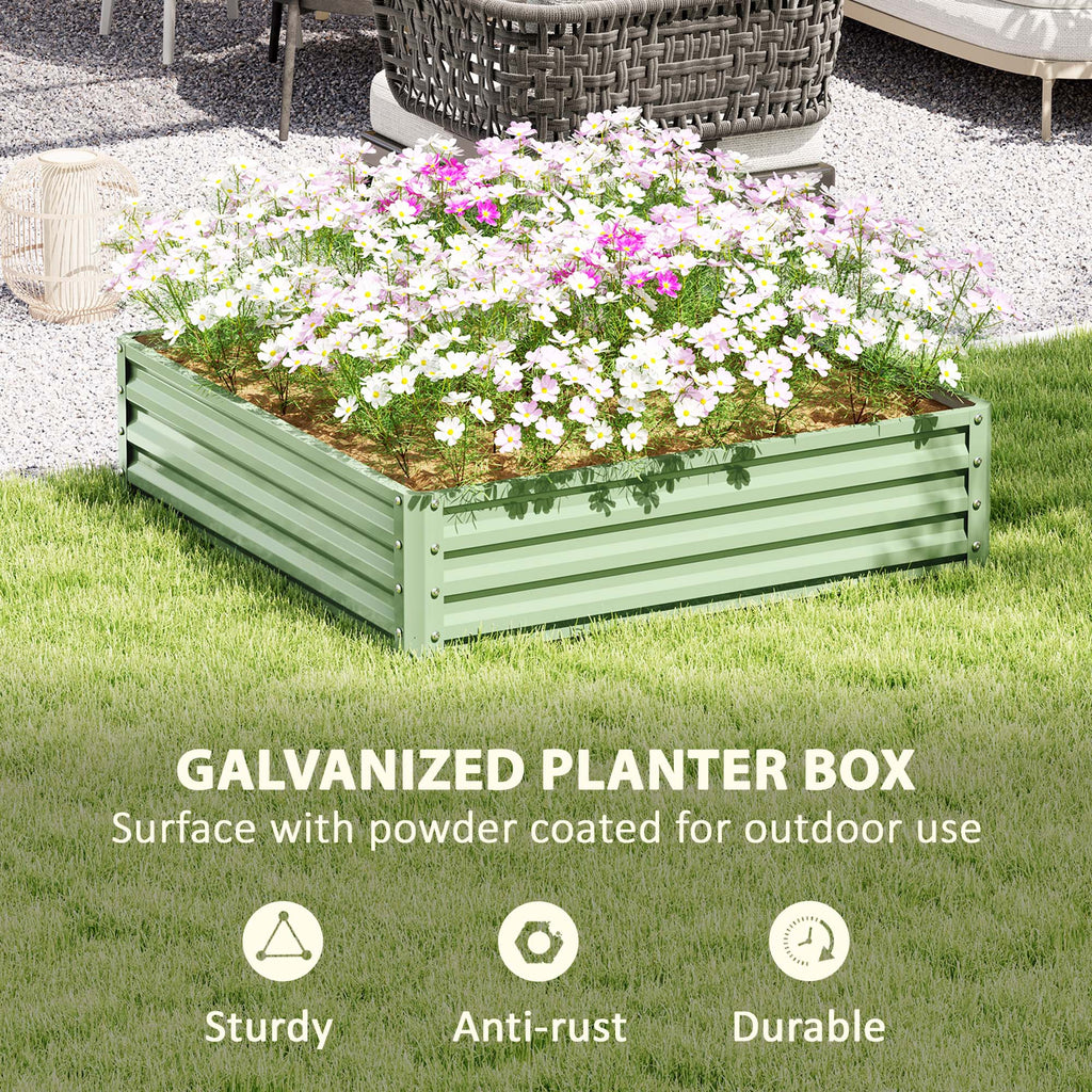 4' x 4' x 1' Raised Garden Bed Galvanized Steel Planter Box for Vegetables, Flowers, Herbs, Light Grey