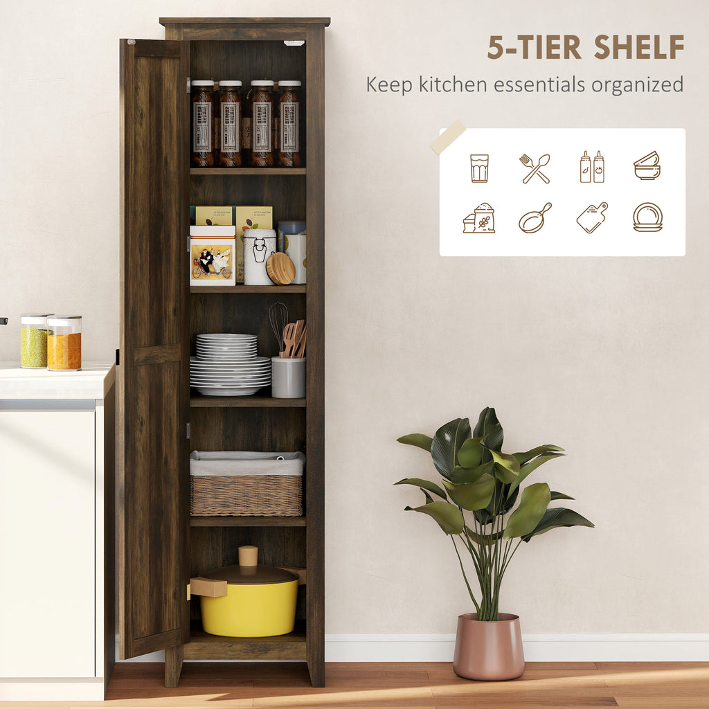 48" Farmhouse Kitchen Pantry Storage Cabinet with Barn Door, Kitchen Pantry Cabinet with Adjustable Shelves, White