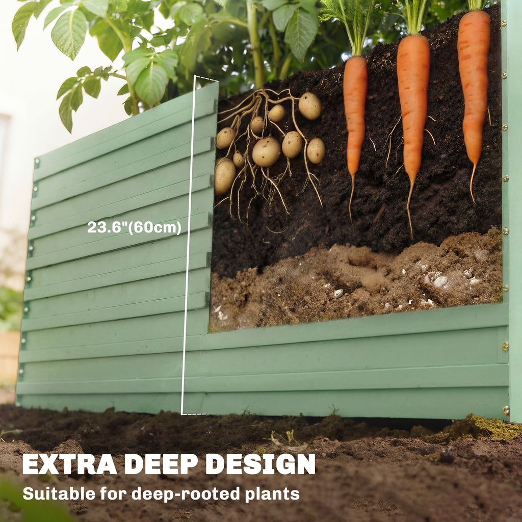 6' x 3' x 2' Raised Garden Bed, Galvanized Planter Box for Growing Flowers, Herbs and Vegetables, Light Grey