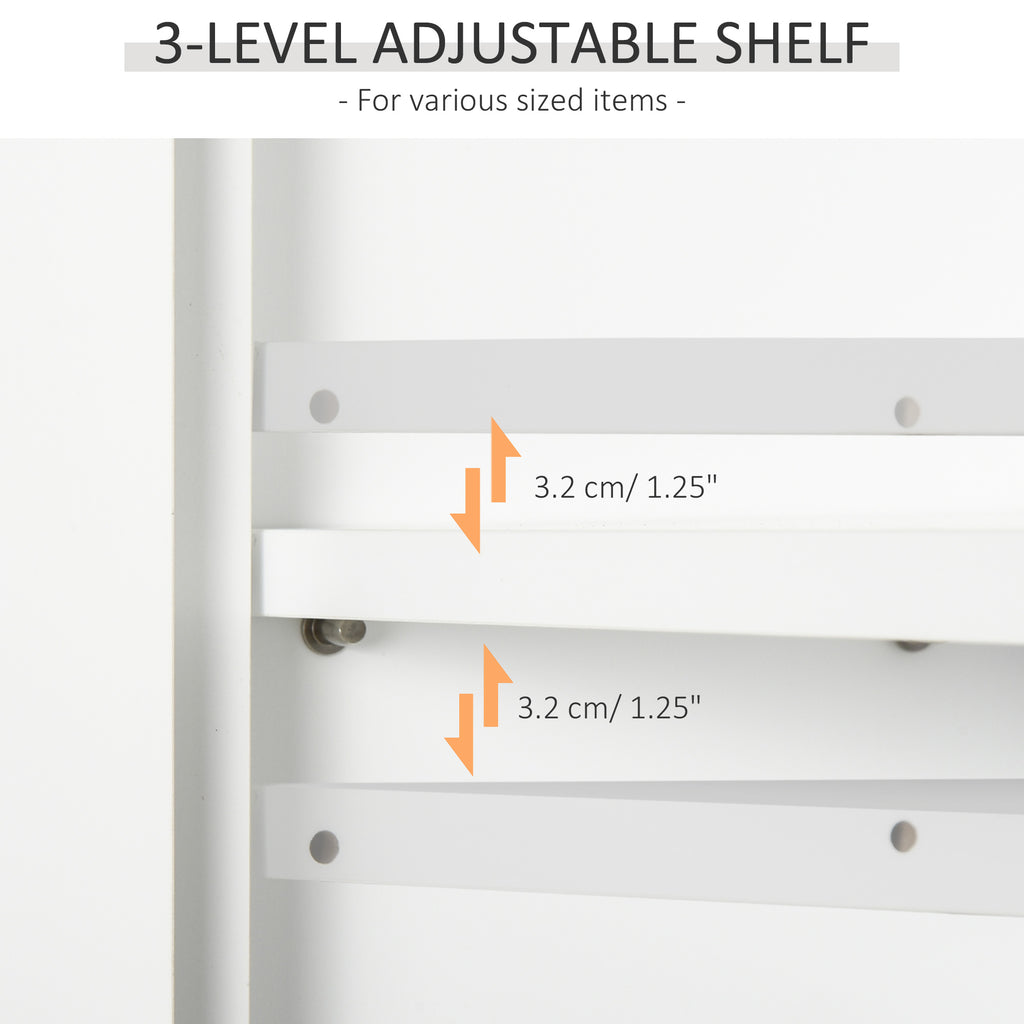 Wall Mount Bathroom Cabinet, Storage Organizer Kitchen Cupboard with 2 Doors and Adjustable Shelf White