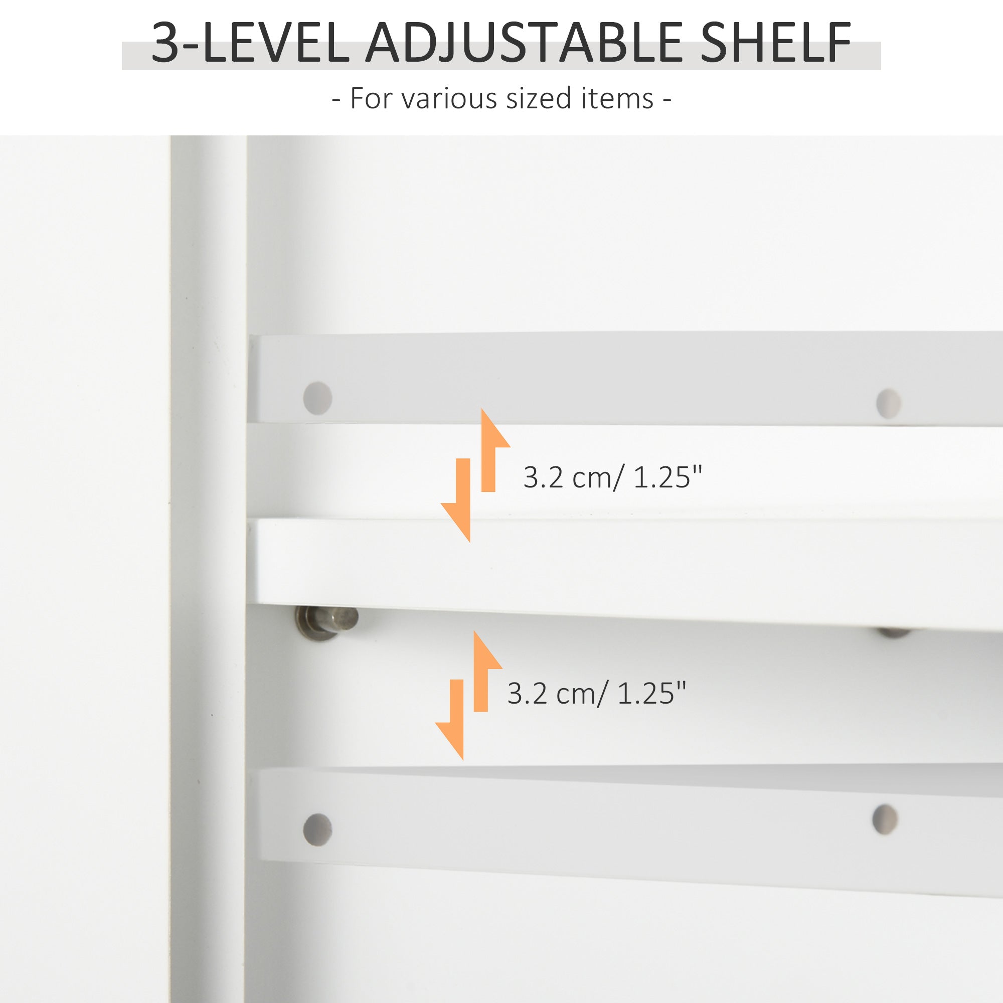 Wall Mount Bathroom Cabinet, Storage Organizer Kitchen Cupboard with 2 Doors and Adjustable Shelf White