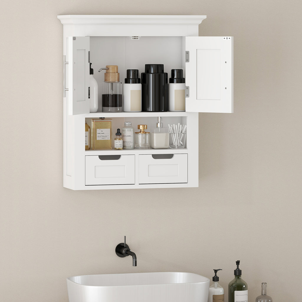 Bathroom Wall Cabinet, Medicine Cabinet, Toilet Storage Cabinet with Shelf for Living Room and Entryway, White