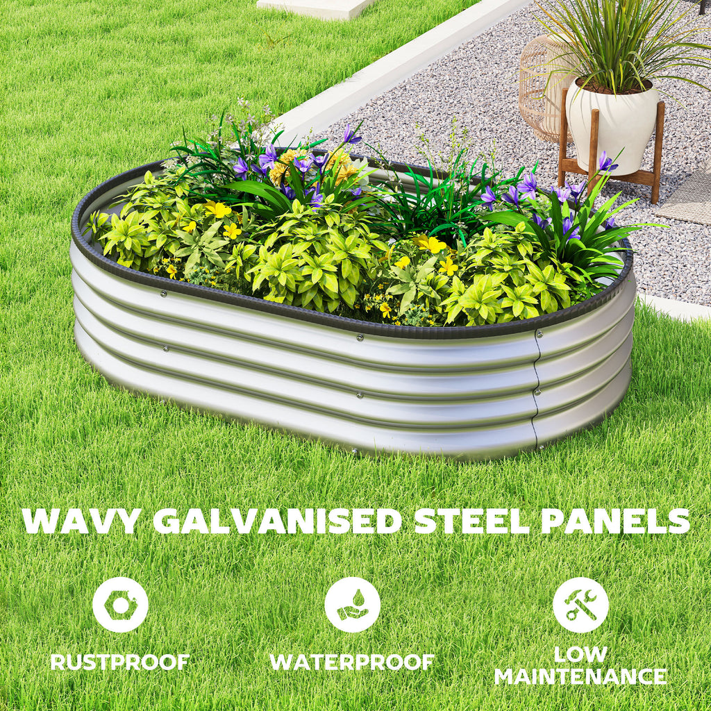 Galvanized Raised Garden Bed, 5 x 3 x 1 ft Modular Metal Garden Beds with Rubber Strip Edging, Silver