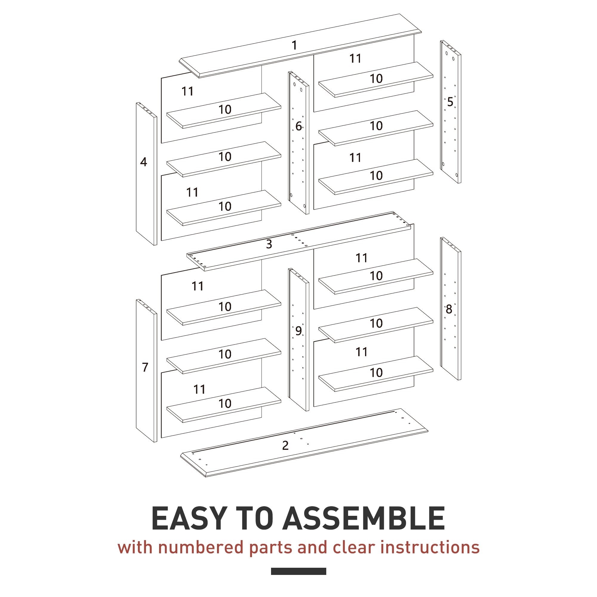 8-Tier DVD Shelf with 12 Adjustable Shelves, Double CD Shelf, Holds 720 CDs, 396 DVDs or 396 Blu-rays, Black
