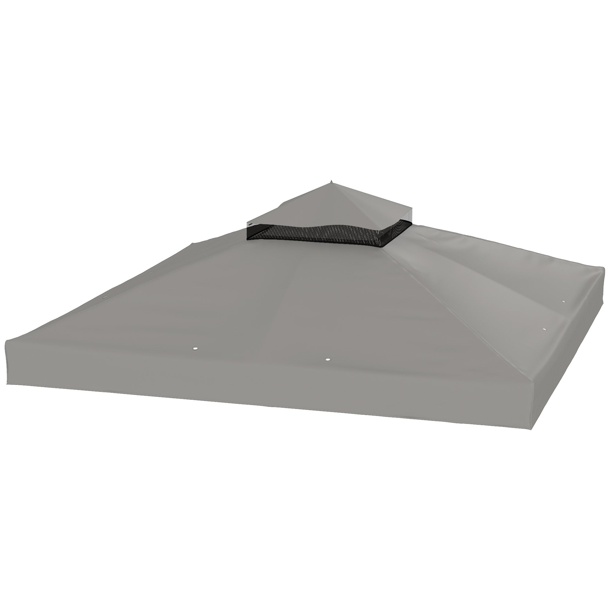 10' x 10' Gazebo Canopy Replacement Cover, 2-Tier Garden Gazebo Roof Replacement, UPF30+, TOP COVER ONLY, Grey