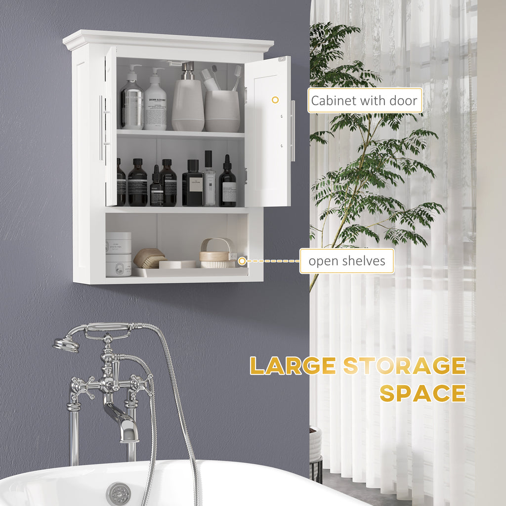 Bathroom Wall Cabinet, Medicine Cabinet, Toilet Storage Cabinet with Shelf for Living Room and Entryway, White