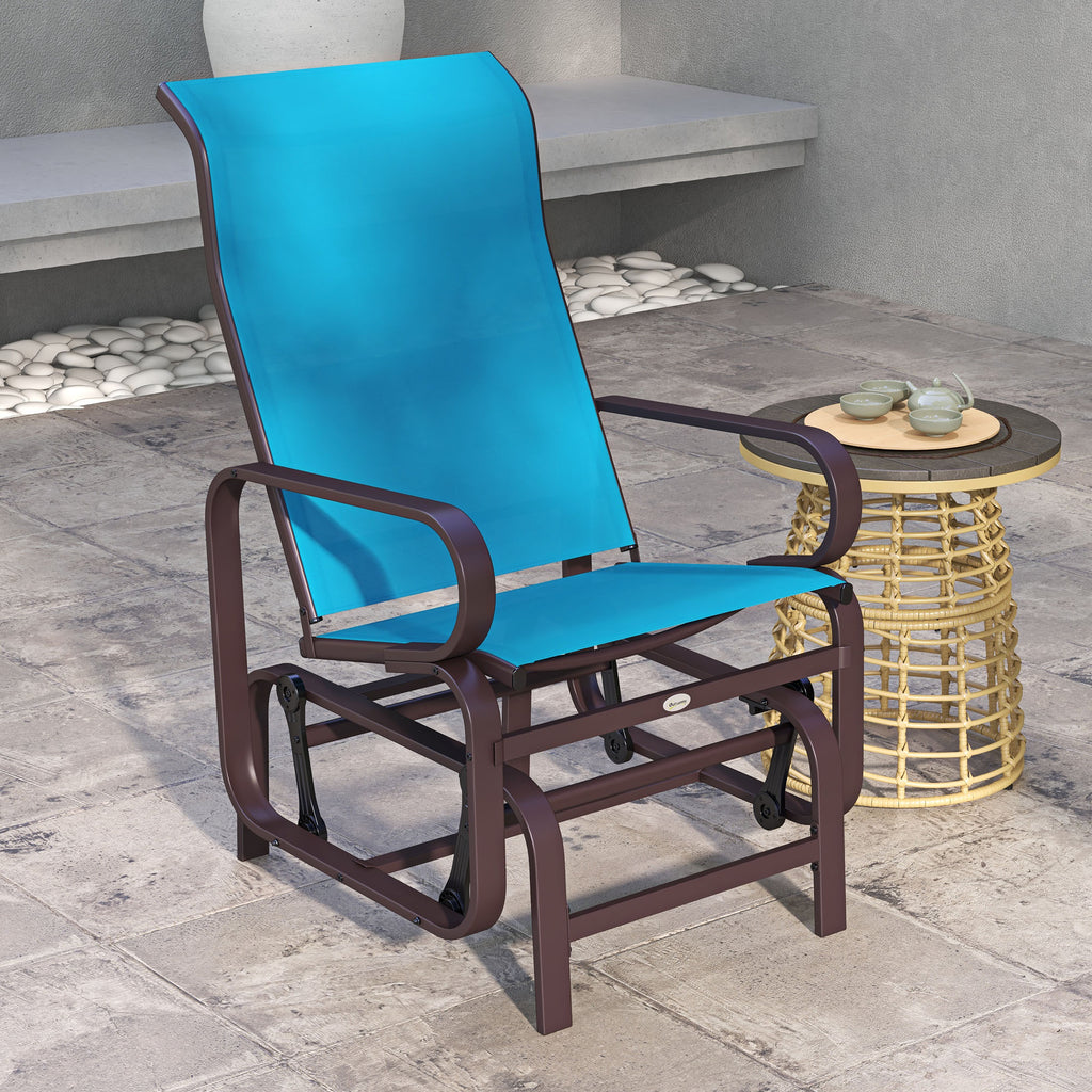 Patio Glider with Breathable Mesh Fabric, Outdoor Glider Chair, Garden Rocking Gliding Seat for Patio, Yard, Porch, Grey