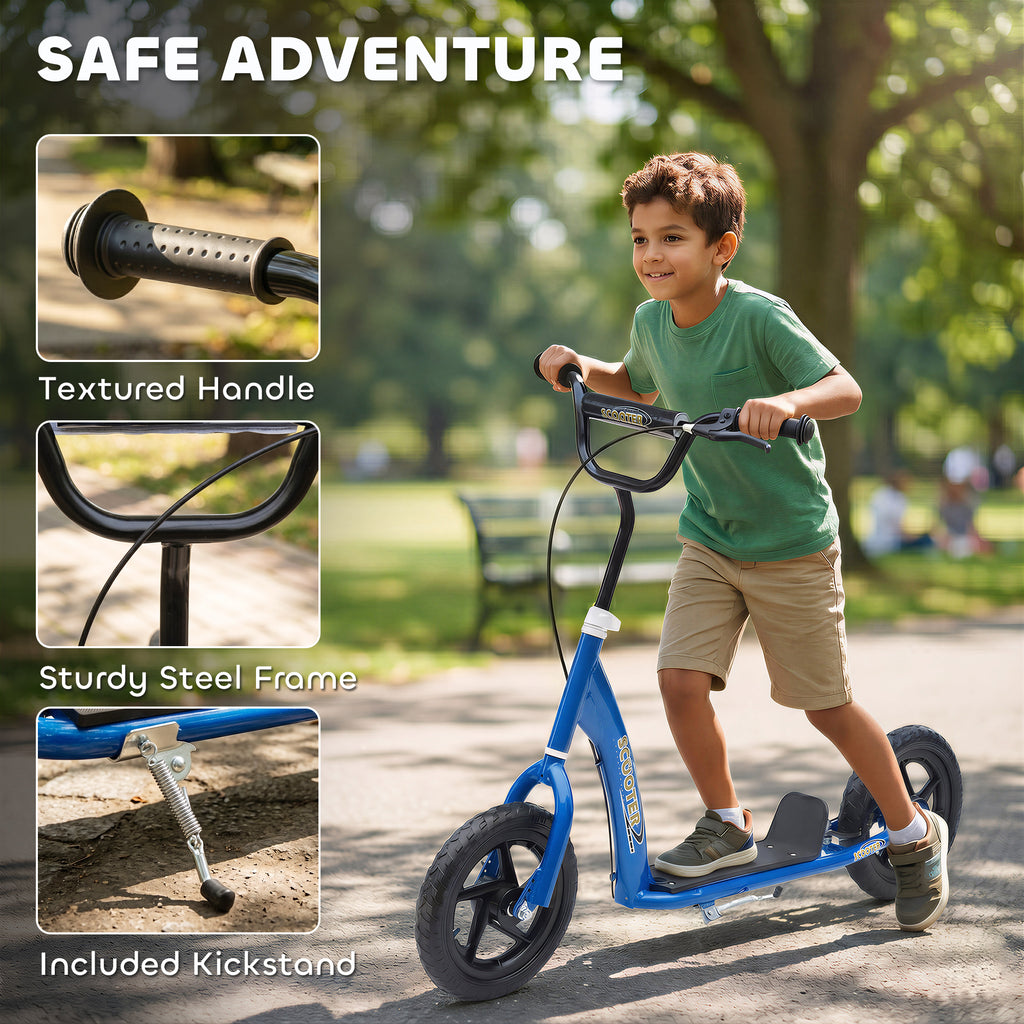 Adjustable Kids Pro Stunt Scooter Children Street Bike Bicycle Ride On with 12” Tire (Blue)