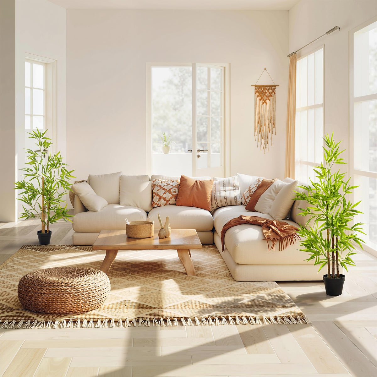 Artificial Bamboo Tree, 4ft Fake Tree with Realistic Leaf and Natural Trunk, Decorative Plant in Nursery