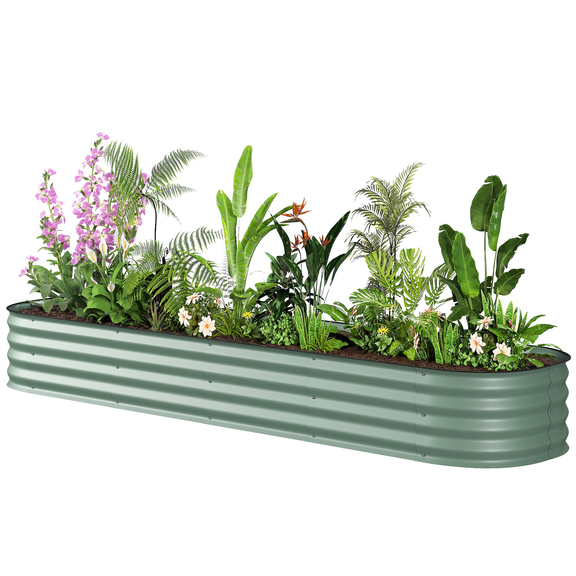 4.9 x 2 x 1ft Galvanized Raised Garden Bed Kit, Metal Planter Box with Safety Edging, Black
