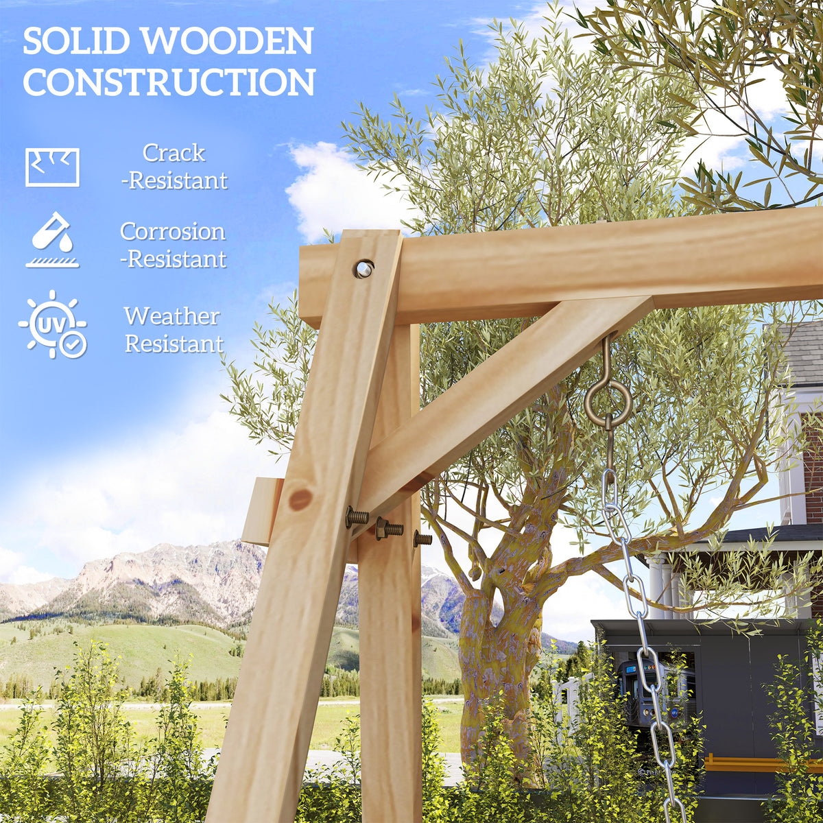 770lbs Porch Swing Frame, Heavy Duty A-Frame Hanging Chair Stand Only with Reinforced Bars for Porch, Garden, Backyard