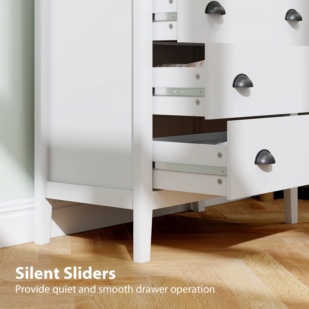Chest of Drawers with Anti-Tipping, Simple Setup, Easy Clean, Quiet Slides, Modern 3 Drawer Dresser, White