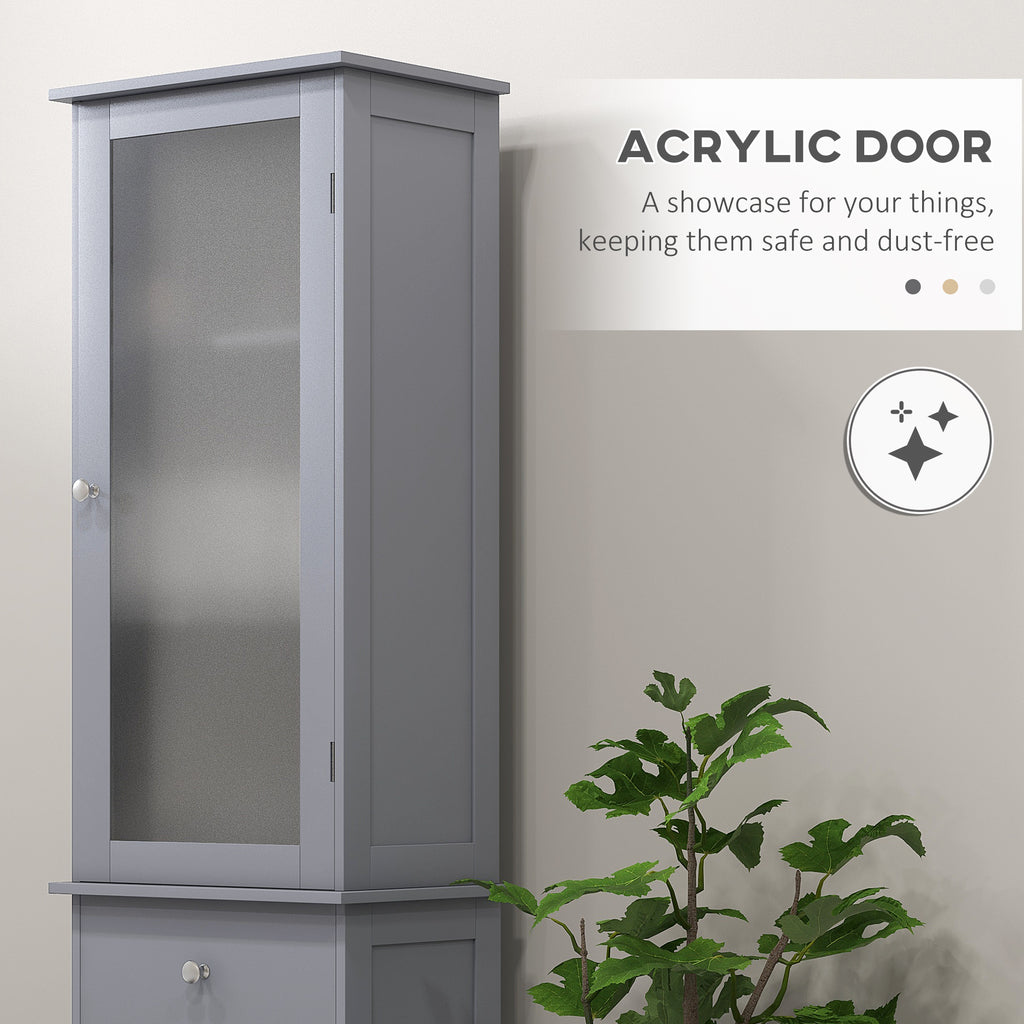 Tall Bathroom Cabinet, Bathroom Storage Cabinet with Drawers, 2 Doors and Adjustable Shelves, White