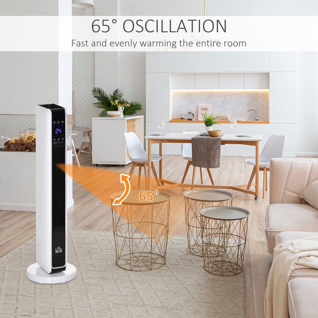 Ceramic Tower Heater, Oscillating Space Heater with Remote Control, Timer, Tip-Over & Overheat Protect, 750W/1500W