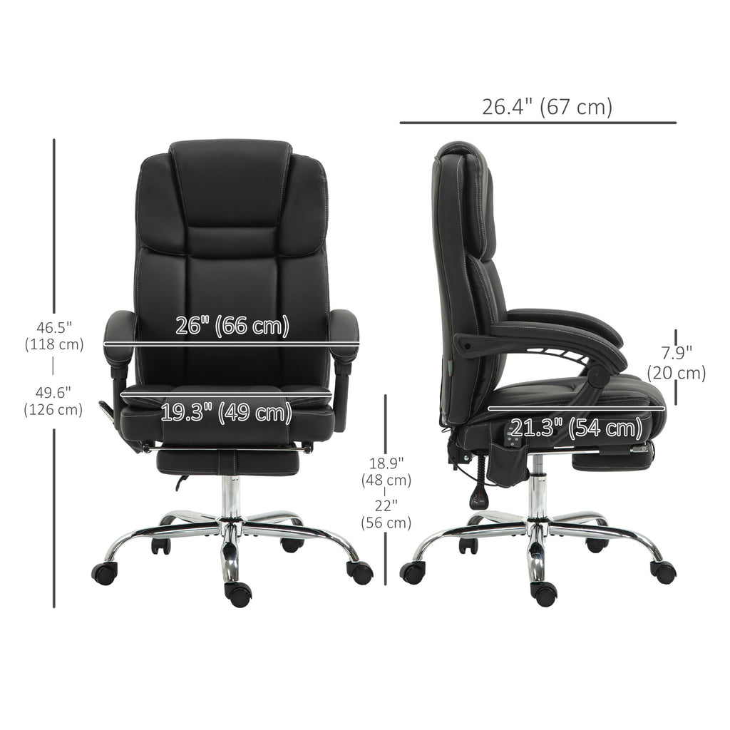 Massage Office Chair, Reclining Executive Office Chair with 6-Point Vibration, Footrest and High Back, White