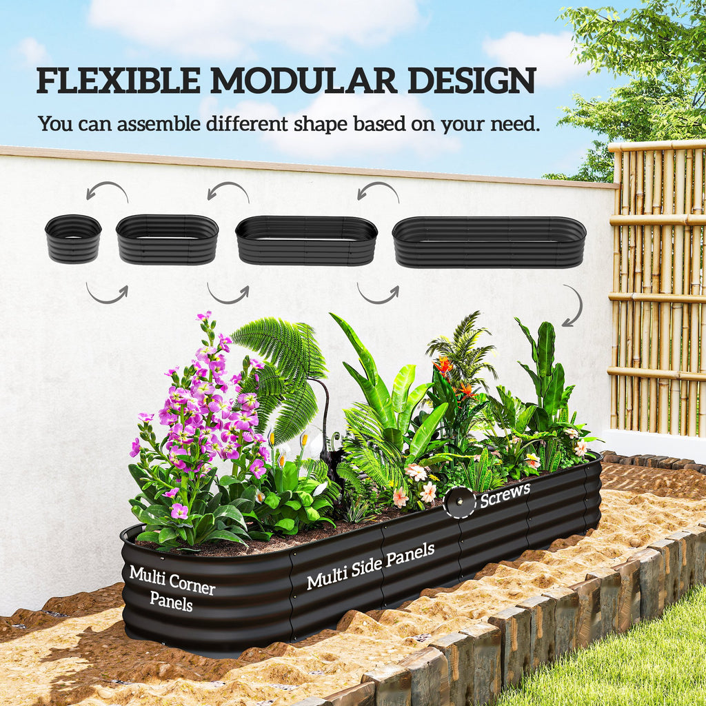 4.9 x 2 x 1ft Galvanized Raised Garden Bed Kit, Metal Planter Box with Safety Edging, Black