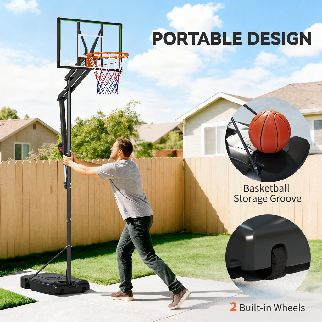 Soozier 4.1-8.5ft Adjustable Basketball Hoop with 33" Shatterproof Board, 18" Rim, Wheels and Fillable Base, for Teens Adults