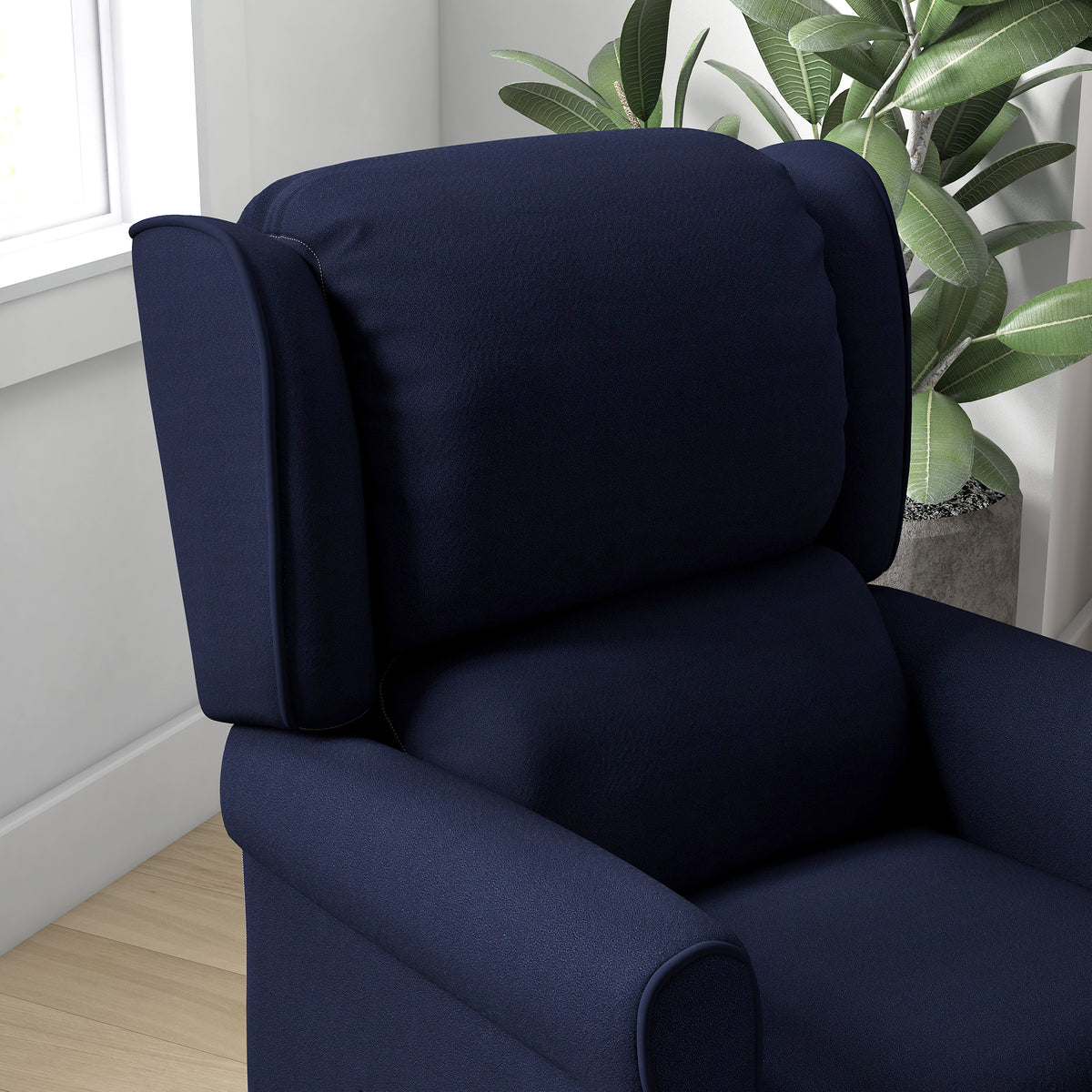 Push Back Recliner Chair, Vibration Massage Recliner for Living Room with Extendable Footrest, Remote, Pocket, Blue