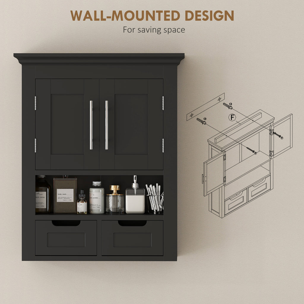 Bathroom Wall Cabinet, Medicine Cabinet, Toilet Storage Cabinet with Shelf for Living Room and Entryway, White