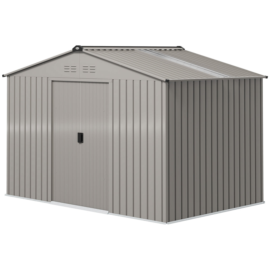 9.1' x 6.4' x 6.3' Garden Storage Shed w/ Foundation Kit Metal Tool Storage House w/ Double Doors Green