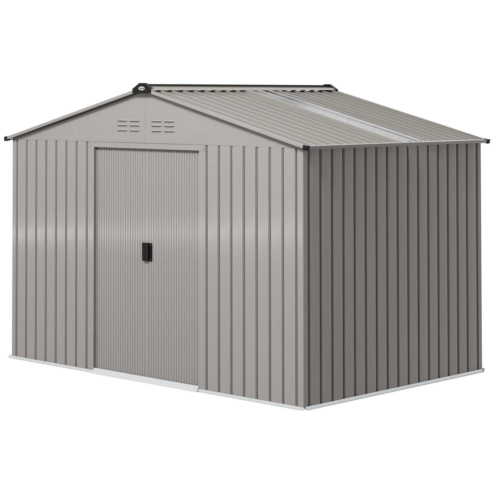 9.1' x 6.4' x 6.3' Garden Storage Shed w/ Foundation Kit Metal Tool Storage House w/ Double Doors Green