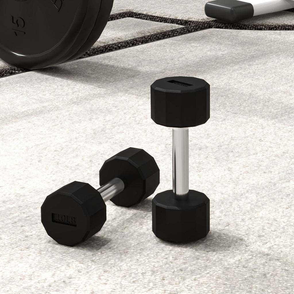 Soozier 2 x 15lbs Dumbbells Set with Non-Slip Grip, Rubber Covered Weights for Men Women Home Gym Workout