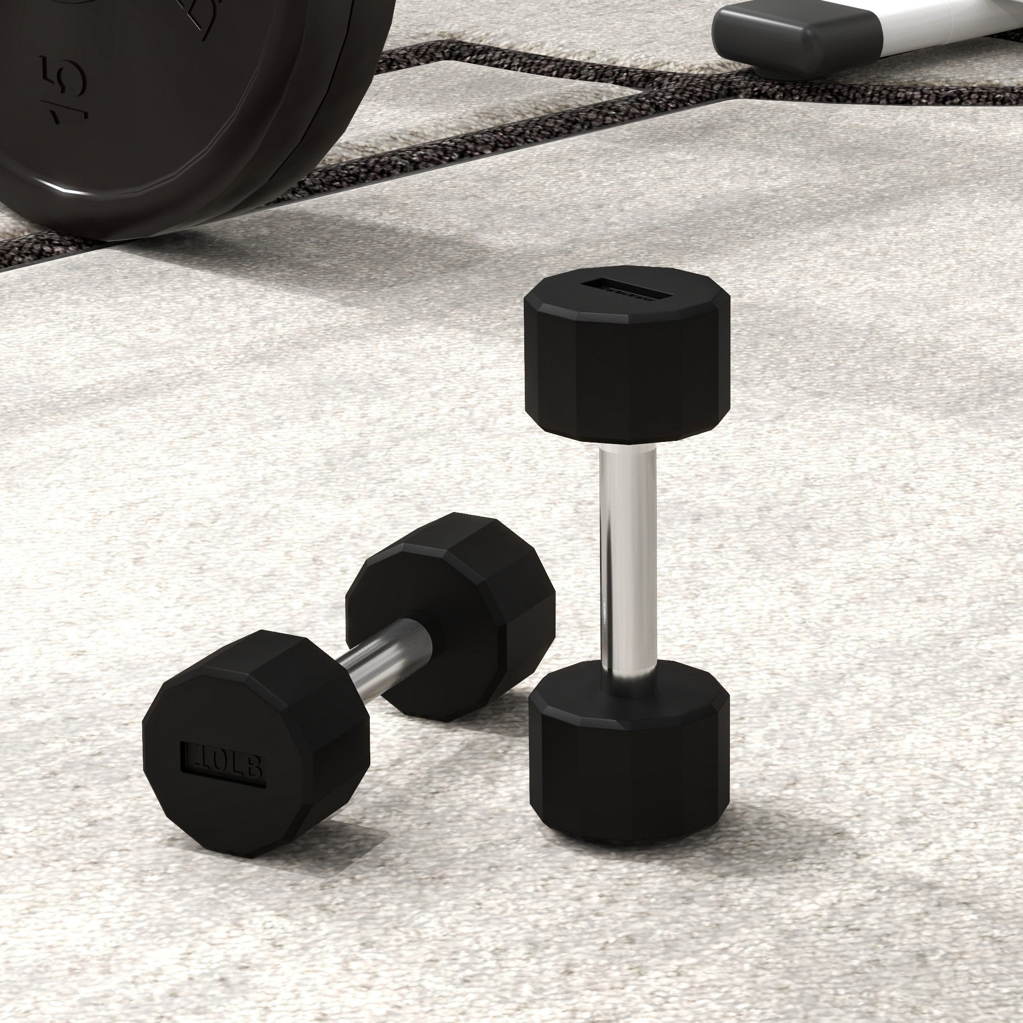 Soozier 2 x 15lbs Dumbbells Set with Non-Slip Grip, Rubber Covered Weights for Men Women Home Gym Workout