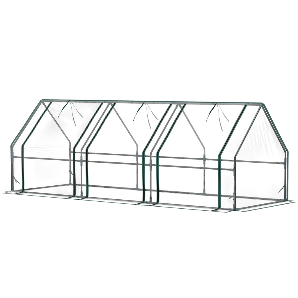 Portable Mini Greenhouse Tunnel Growing Tent Plants Flower Warm House w/ Zippered Roll-up Doors, Clear
