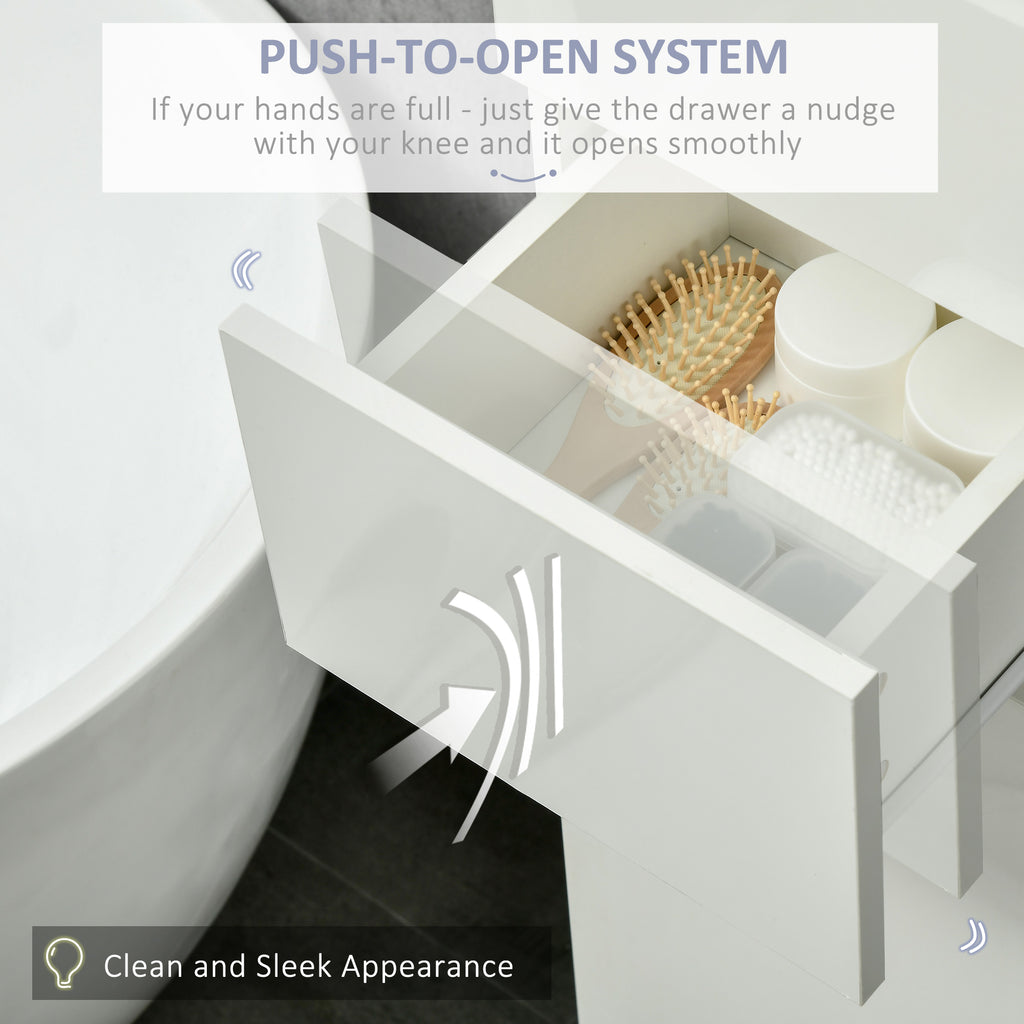 Tall Bathroom Cabinet, Narrow Bathroom Storage Cabinet with Doors, Drawer and Adjustable Shelves, High Gloss White
