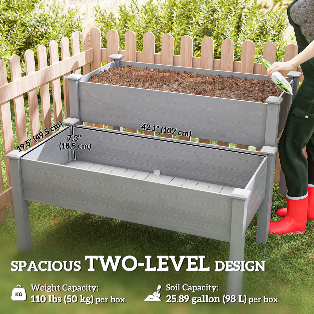 2 Tiers Wood Plant Raised Bed Flower Vegetable Herb Grow Box Stand Garden  Step Planter Stand Free Combination