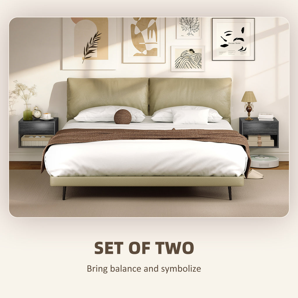 Floating Nightstand Set of 2, Wall Mounted Bedside Table with Drawer for Bedroom, White