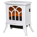 Electric Fireplace Heater, Freestanding Fireplace Stove with Realistic Flame, Overheat Protection, 750W/1500W, White