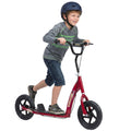 Kids Scooter with 12" EVA Big Tires, Street Bike Bicycle for Teens with Adjustable Height Handle for 5-12 Year Old, Red