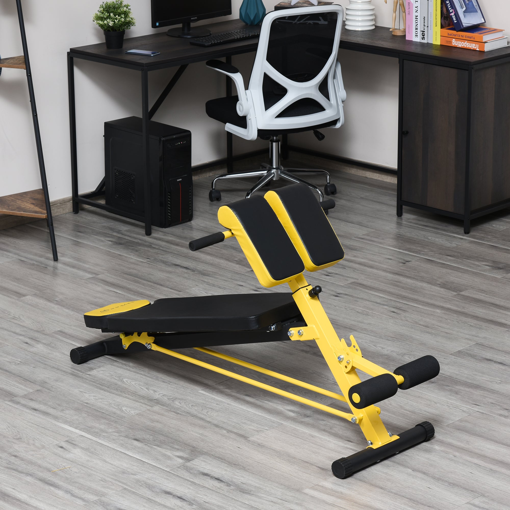 Soozier Adjustable Weight Bench Roman Chair Exercise Training Multi-Functional Hyper Extension Bench Dumbbell Bench Ab Sit up Decline Flat Black and Red