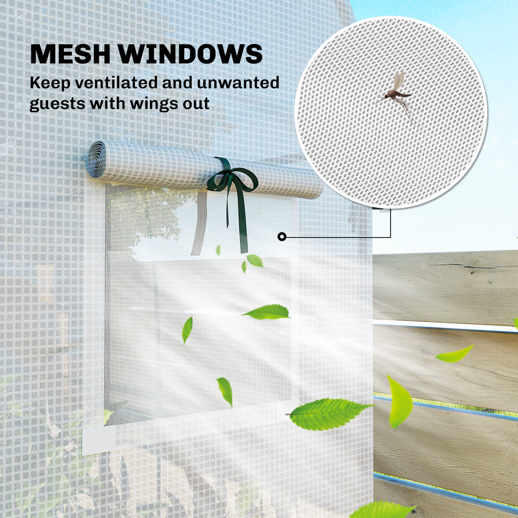 Mini Greenhouse, Portable Garden Green House with Roll-up Door and Mesh Windows, 6' x 2' x 6.6', Green