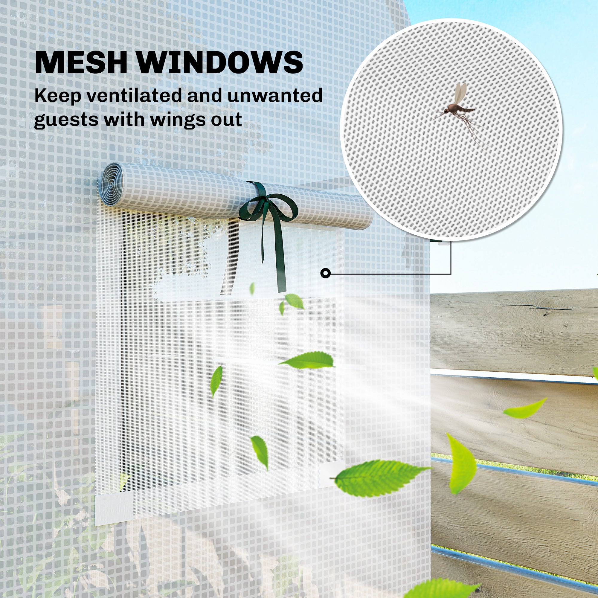 Mini Greenhouse, Portable Garden Green House with Roll-up Door and Mesh Windows, 6' x 2' x 6.6', Green