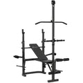 Soozier Adjustable Weight Bench with Bench Press Rack, Preacher Curl Bench, Leg Extension and Lat Pull Down
